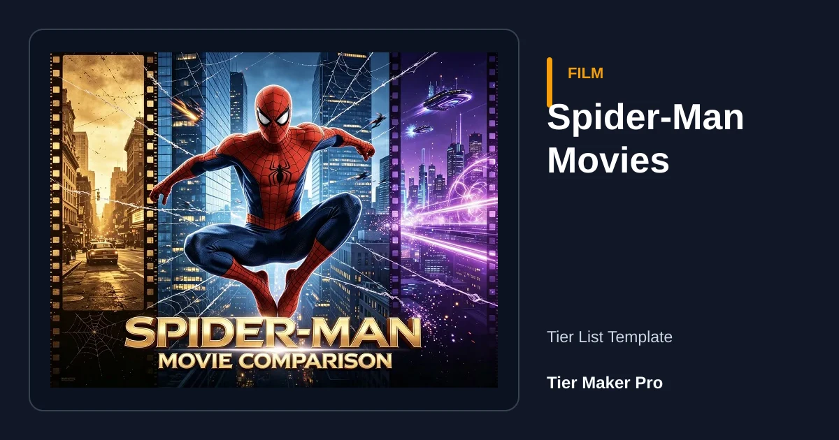 Spider-Man Movies tier list template preview
