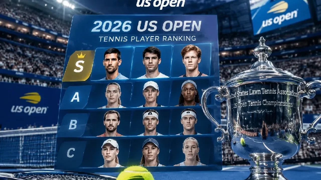 2026 US Open Tennis Player Ranking tier list template preview